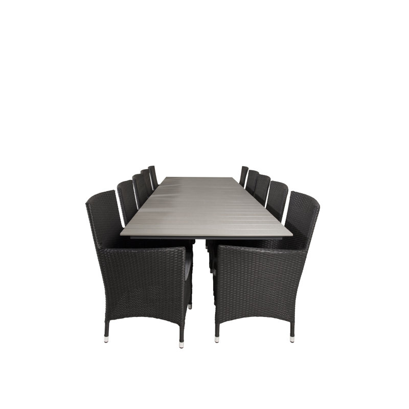 Faiyaz 10 - Person Patio Dining Set with Extendable Rectangular Table , Cushions Included