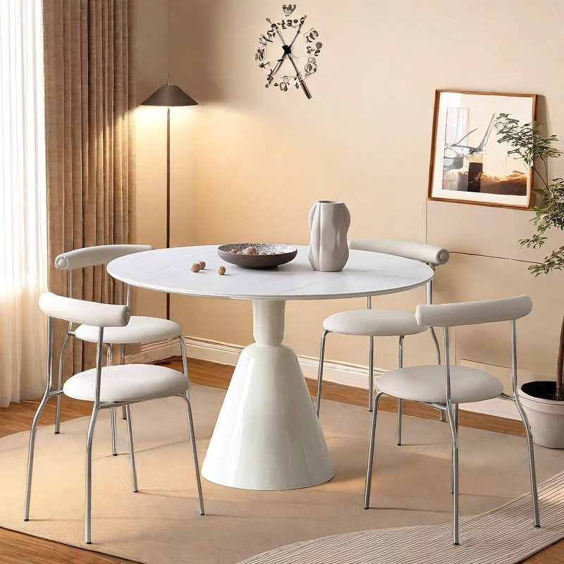 Chaise de table ronde simple Butter Wind, H 29,5 po x L 39,3 po x l 39,3 po, 5 pièces: table, 4 chaises