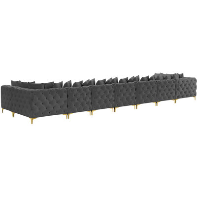 Tremblay 228" Wide Velvet Reversible Modular Corner Sectional