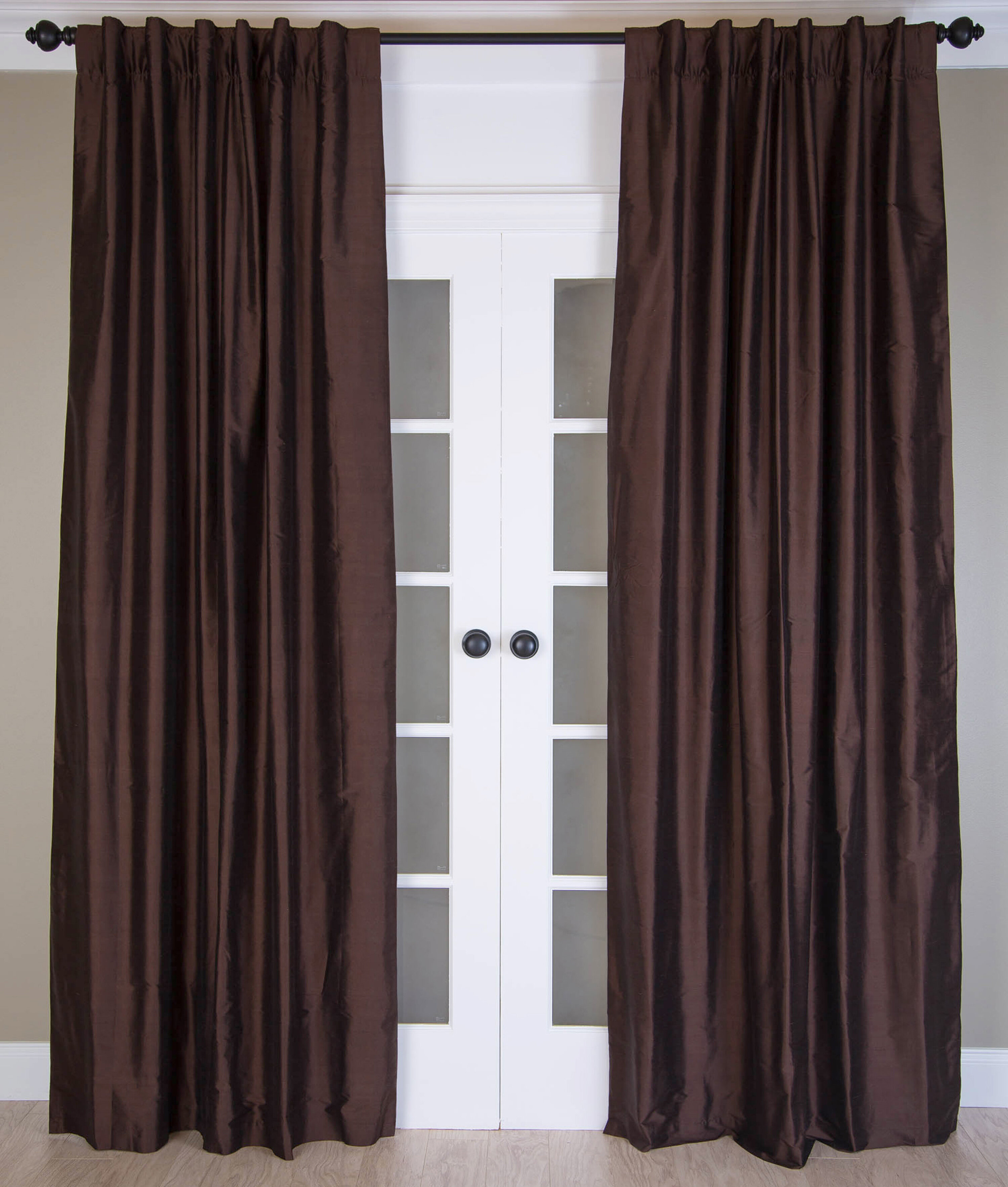 Silk and Velvet Lined Reversible Custom Curtain Panels and Pair of