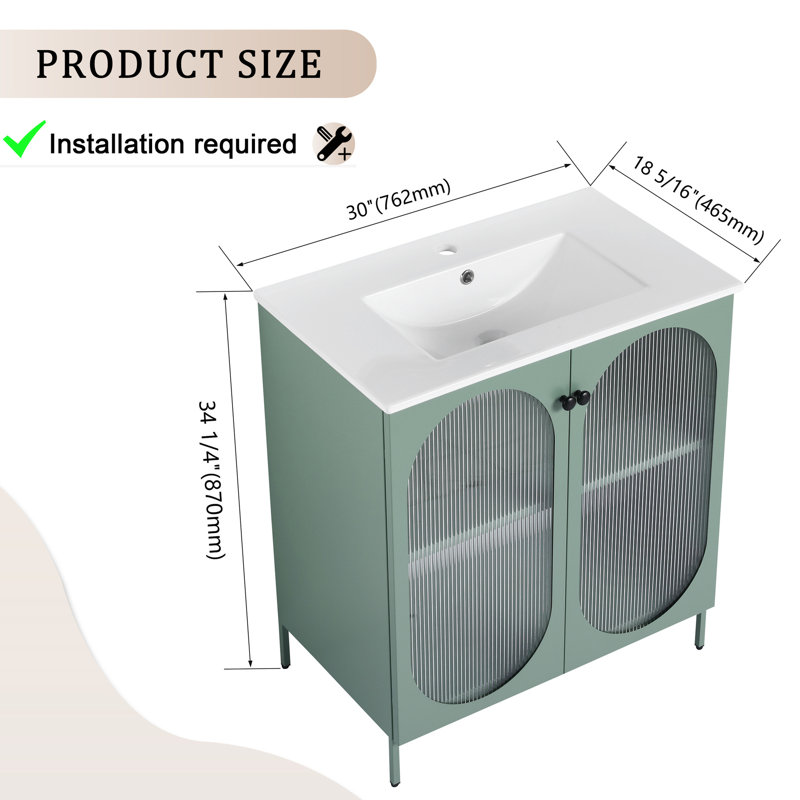 Meuble-lavabo de salle de bain avec lavabo en céramique