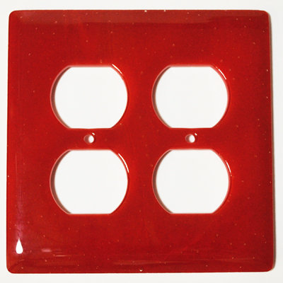 Red Glass 2-Gang Duplex Outlet Wall Plate