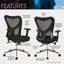 Chaise de bureau haut dossier en filet avec base chromée