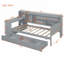 Structure de lit en pin durable avec tiroirs de rangement, compartiments latéraux et bureau intégré pour une utilisation optimale de l'espace-470791779-470791778
