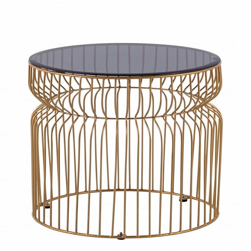 Table de bout, table d'appoint et plateau en verre trempé teinté Modern Modern, Doré