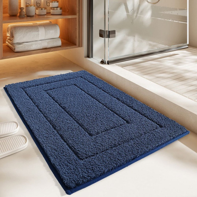 Tapis de bain avec envers antidérapant, Bleu, Simple - L 35,5 po x l 24 po