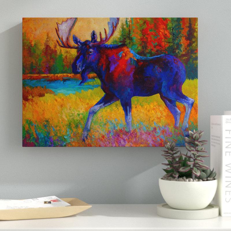 «Majestic Moose» par Marion Rose, reproduction sur toile, H 24 po x l 32 po x P 2 po