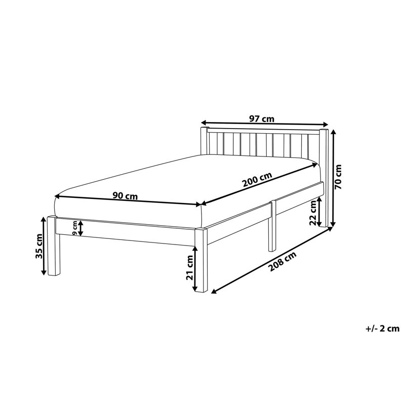 Persephone Solid Wood Bed, White, European Single (90 x 200 cm)