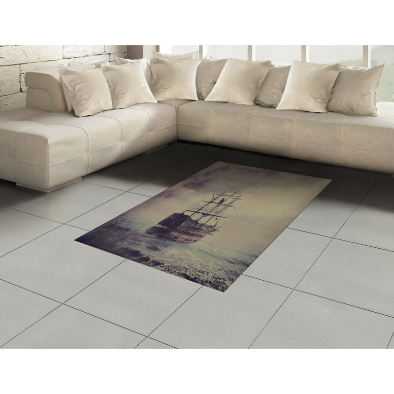 Nautical High Density Long Fiber Poly Threads Decorative Area Rug Carpet, Rectangle 4' x 5'8"