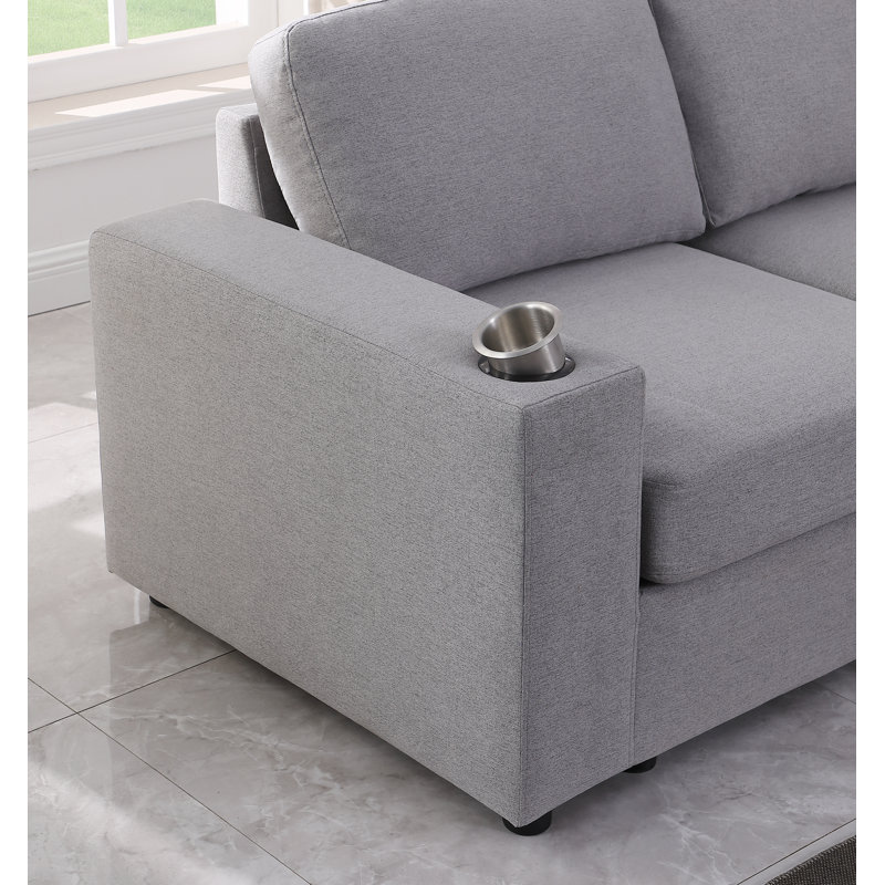 Canapé modulaire faisant face à la droite de 146,5 po Redwater, Mélange de lin gris clair