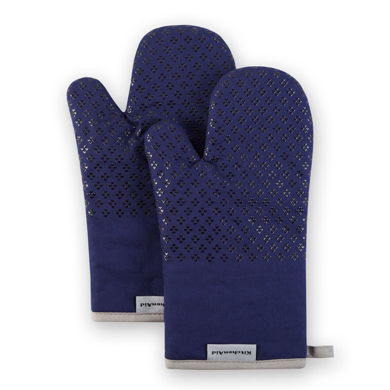 KitchenAid Asteroid Solid Textured Oven Mitt, Cobalt