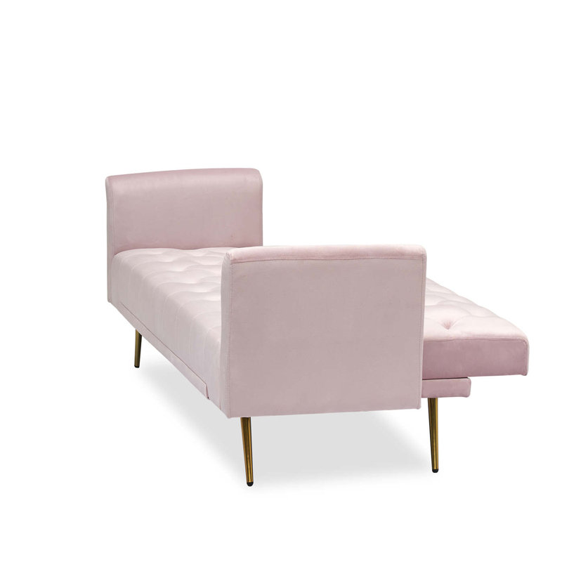 Canapé-lit à accoudoirs arrondis en velours 70,95 po Vassallo, Velours rose