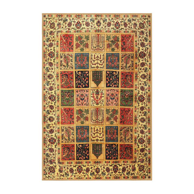 Tapis beige / vert / rouge Denieul, Rectangle 2 pi x 4 pi
