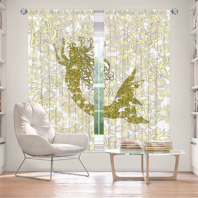 Paire de rideaux obscurcissant en polyester Rossy, L 40 po x L 82 po, Or/blanc