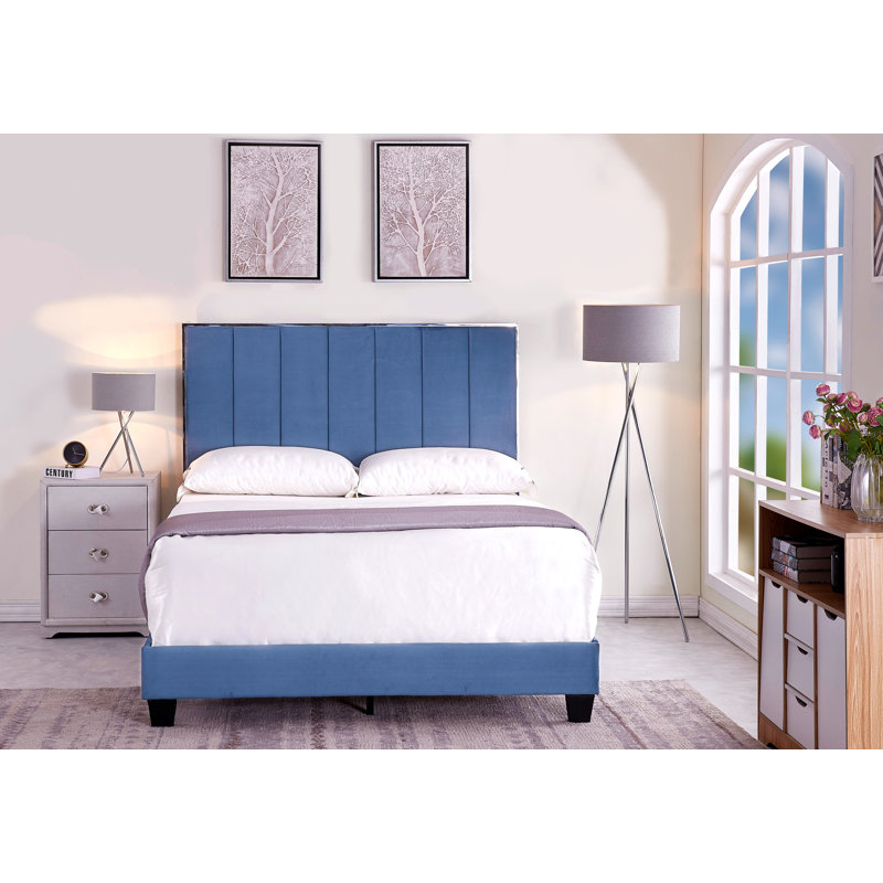 Kolin Upholstered Standard Bed, Prussian Blue, Queen