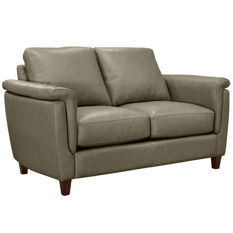 Causeuse en cuir véritable 57 po Rambrij, Gris