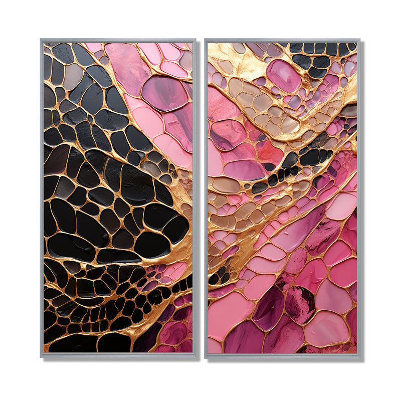 Doretha - Pink Wall Art, Impression encadrée flottante sans passe-partout, H 40 po x l 40 po, Argent argent