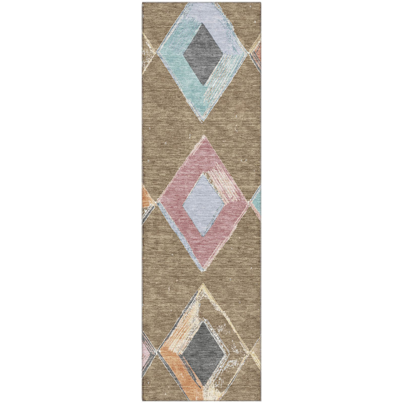 Premium Machine Washable Ansley Geometric Rug, Runner 2'3" x 7'6"
