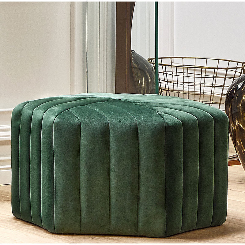 Fraga 53cm Wide Tufted Solid Colour Pouffe Ottoman, Green
