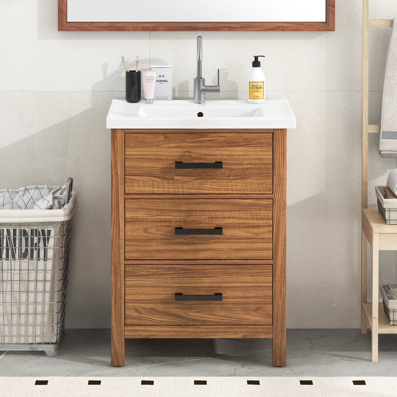Keunta 24.4'' Single Bathroom Vanity with Ceramic Top