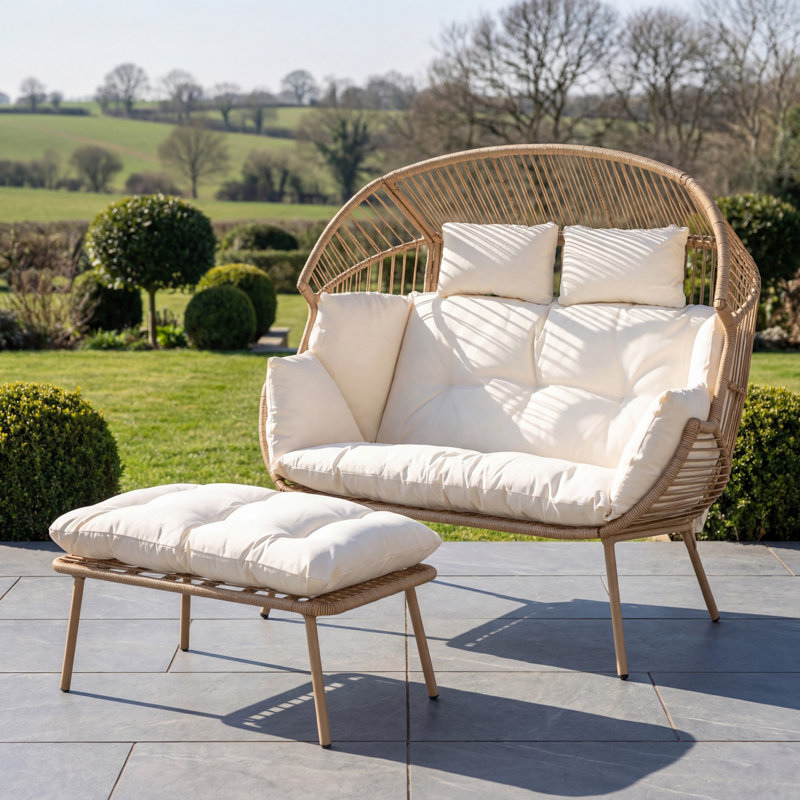 Cocona 2 Seat Standing Egg Chair, Cream