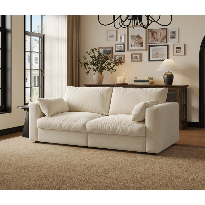 70" Sectional Modular Sofa With Storage, Beige Chenille