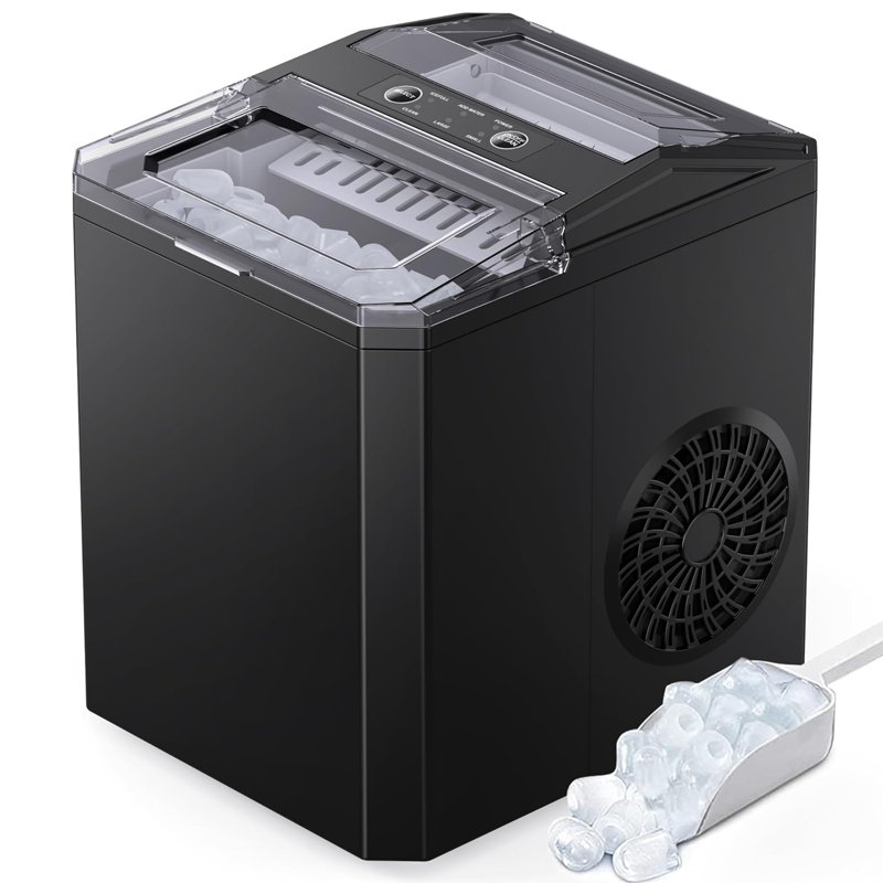 26lbs Countertop Bullet-Shape Ice Maker, 9 Cubes Make in 6 Mins, 2 Sizes of Bullet Ice
