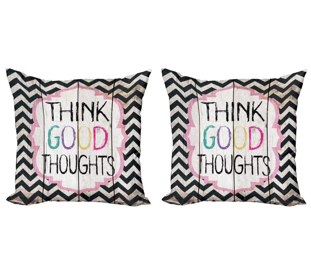 Kissen Kissenbezug 2er Pack, Think Thoughts Message, Multicolor