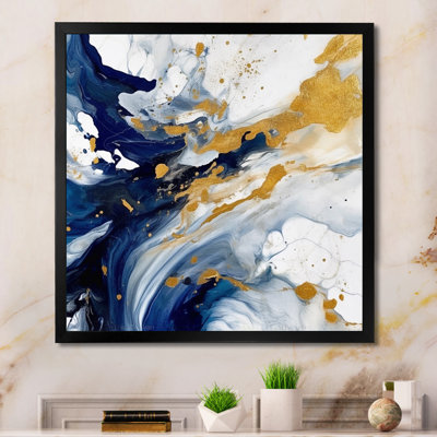 Impression sur toile bleu foncé et or XXII - Fractals
