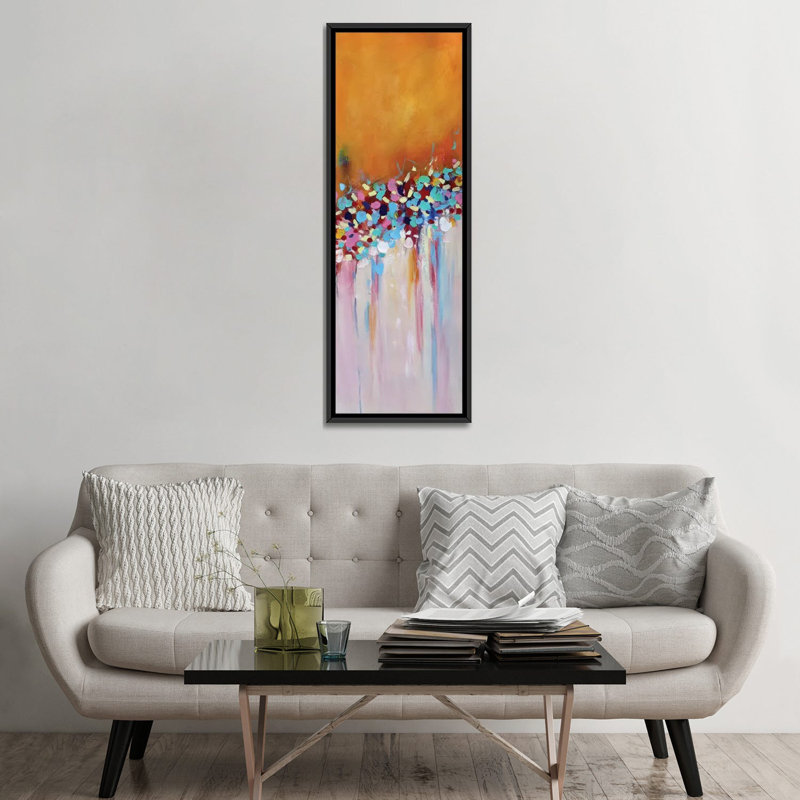 « abstract jardin v », impression sur toile, H 60 po x l 20 po x P 1,5 po, Cadre noir