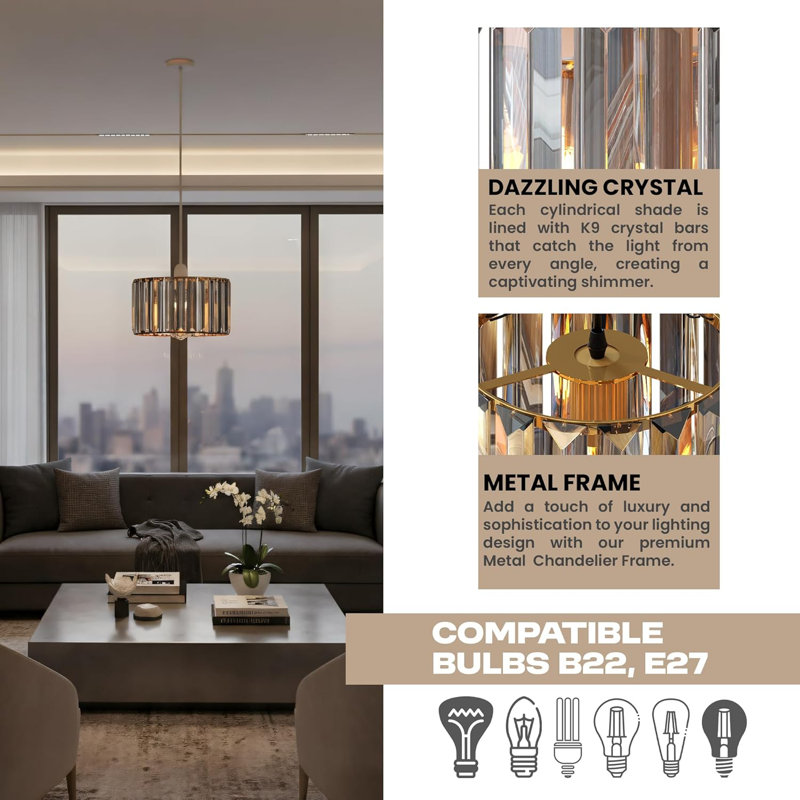 Drum Lamp Shade, 30cm, Gold