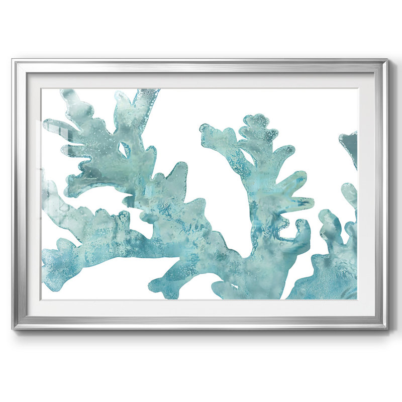 Blue Macro Coral II, reproduction d'art encadrée, Argent, H 15 po x l 21 po x P 1,5 po