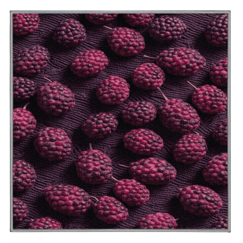Washable Acai Berry Fruits Area Rug, Square 4'