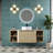 Wall-mounted vanity and storage shelf combination