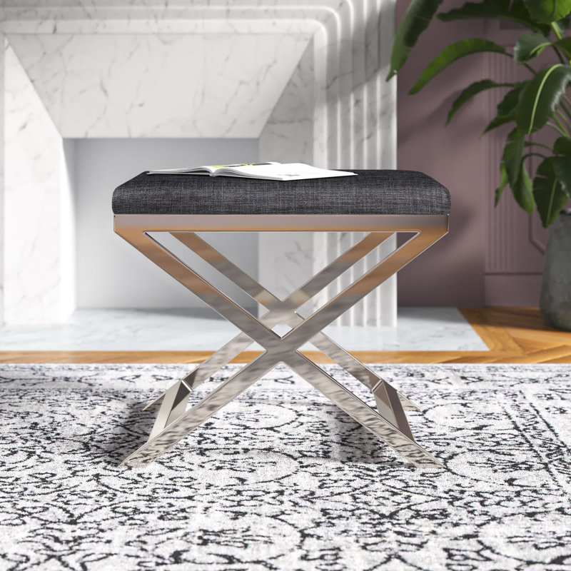Tabouret d'appoint Axel, Argent, Charbon de bois