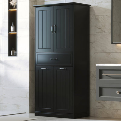 Rangement de salle de bain avec portes - 2 tiroirs amovibles et un tiroir pour l'intérieur de la buanderie réglable