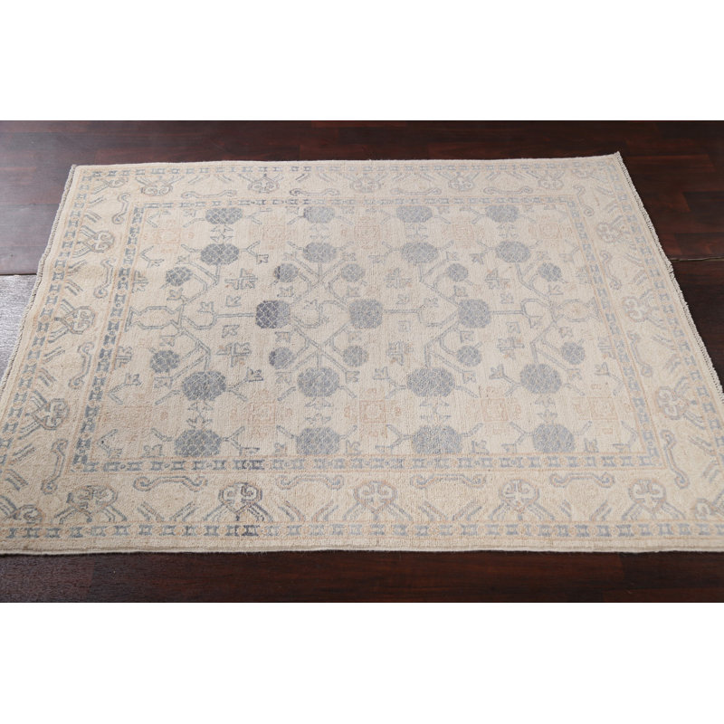 Tapis végétal à motif de teinture Peshawar Chobi noué à la main 4 x 5
