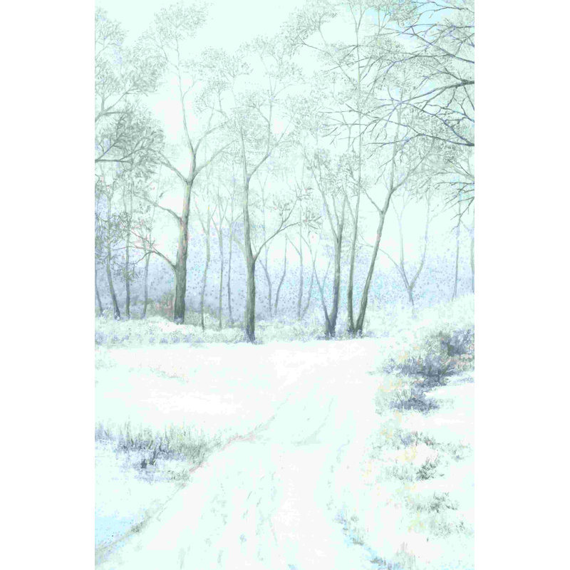 Hiver, arbres et chemin enneigé, H 30 po x l 20 po