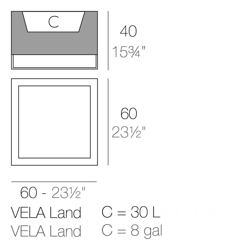 Vela Resin Pot Planter, Steel, 15.75" H x 23.5" W x 23.5" D