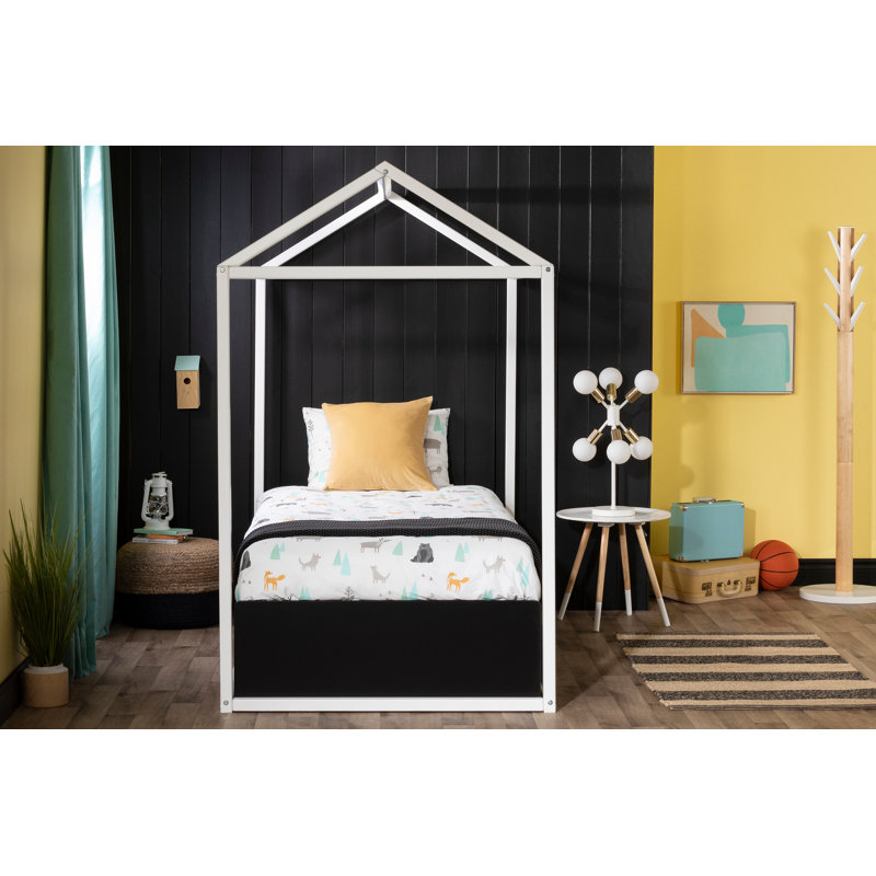 Sweedi Solid Wood Twin House Bed, White