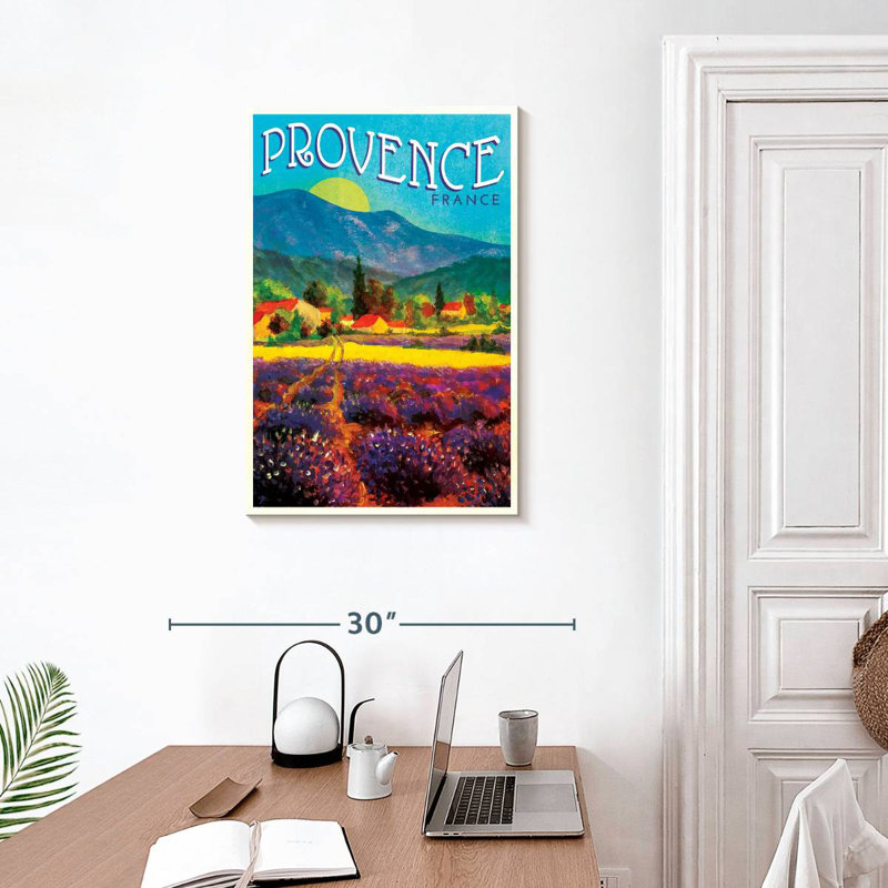 Affiche rétro Provence France, H 30 po x l 20 po