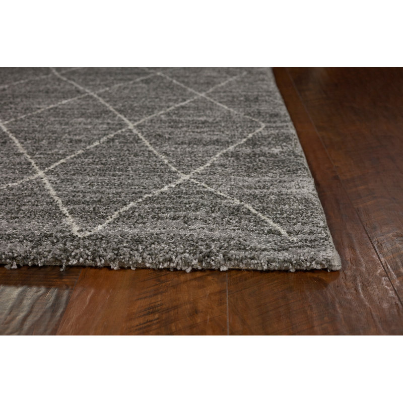 Tapis gris à motif géométrique Pantaleon, Rectangle 5 pi 3 po x 7 pi 7 po