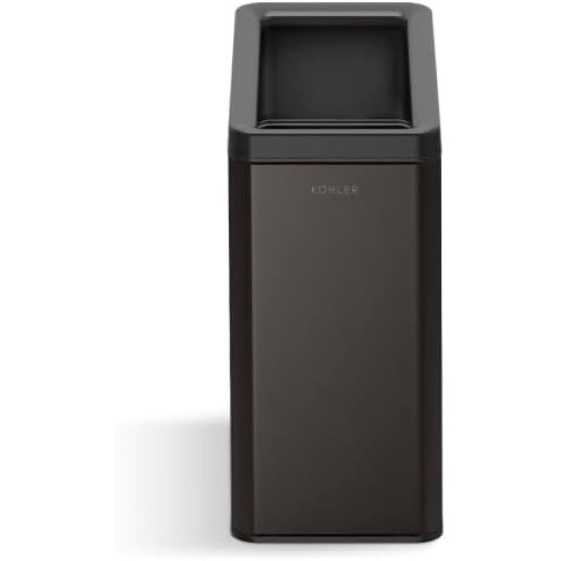 12-Liter Black Stainless Steel Open-Top Trash Can