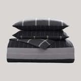 Bebejan Kyle Black 100% Cotton Sateen 5 Piece Reversible Comforter Set