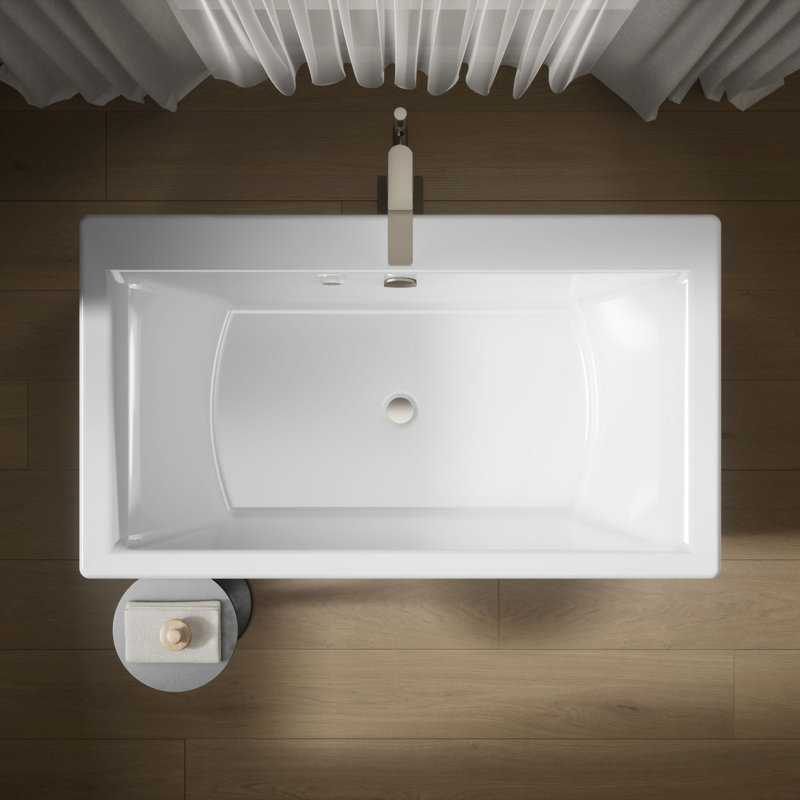 Stargaze® 60 po x 36 po bain de massage à bulles chauffant sur pied droit, Blanc