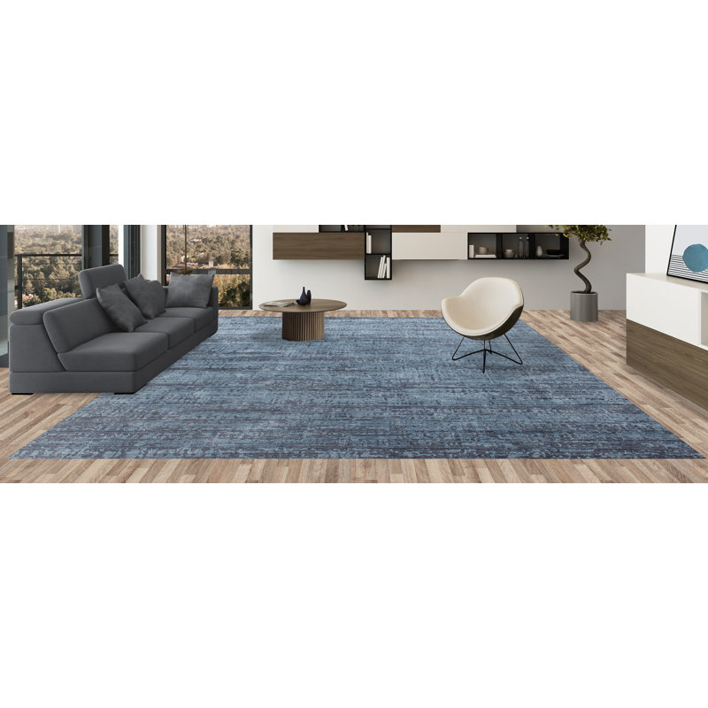 Area Rug in Dark Blue, Rectangle 9' x 12'