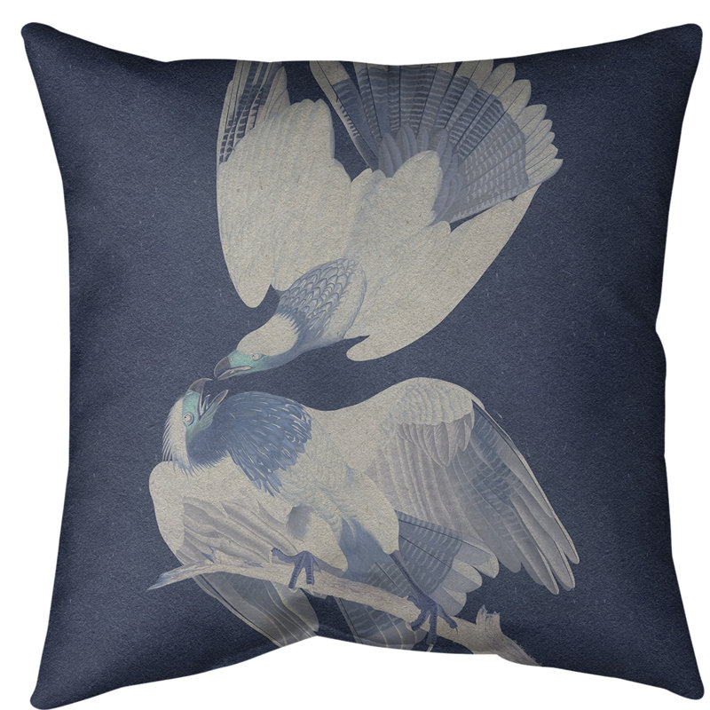 Housse de coussin brasilian caracara eagle, 20 po x 20 po, Bleu marine/blanc, Sergé de coton