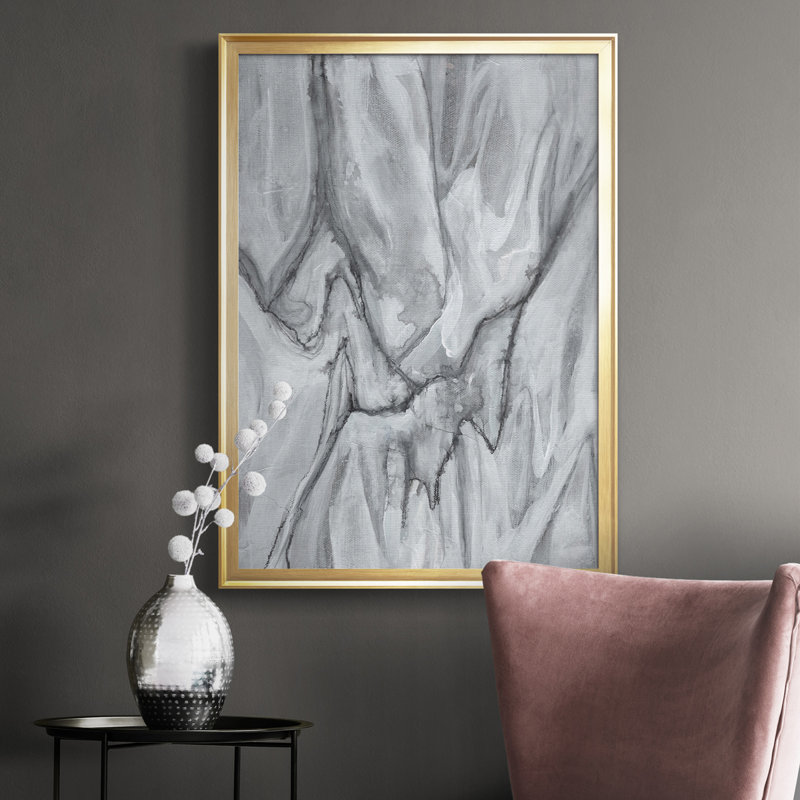 Marbré blanc I - reproduction d'art sur toile, Cadre doré, H 42,5 po x l 30,5 po x P 1 po