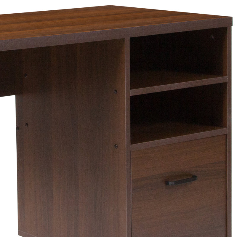 Henny Rustic Coffee Wood Grain Finish Computer Desk with Metal Frame