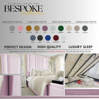 Ottoman Upholstered Bed - Apex Plush Velvet Gas Lift Storage with Headboard